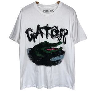 Pouya White Gator Album Cover Short Sleeve T-Shirt Size Large *Stained*